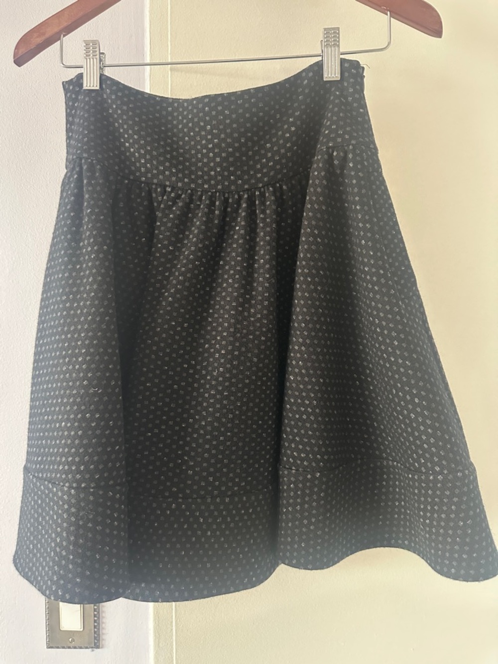 Diane Von Furstenberg Black Micro-Dot Circle Skirt